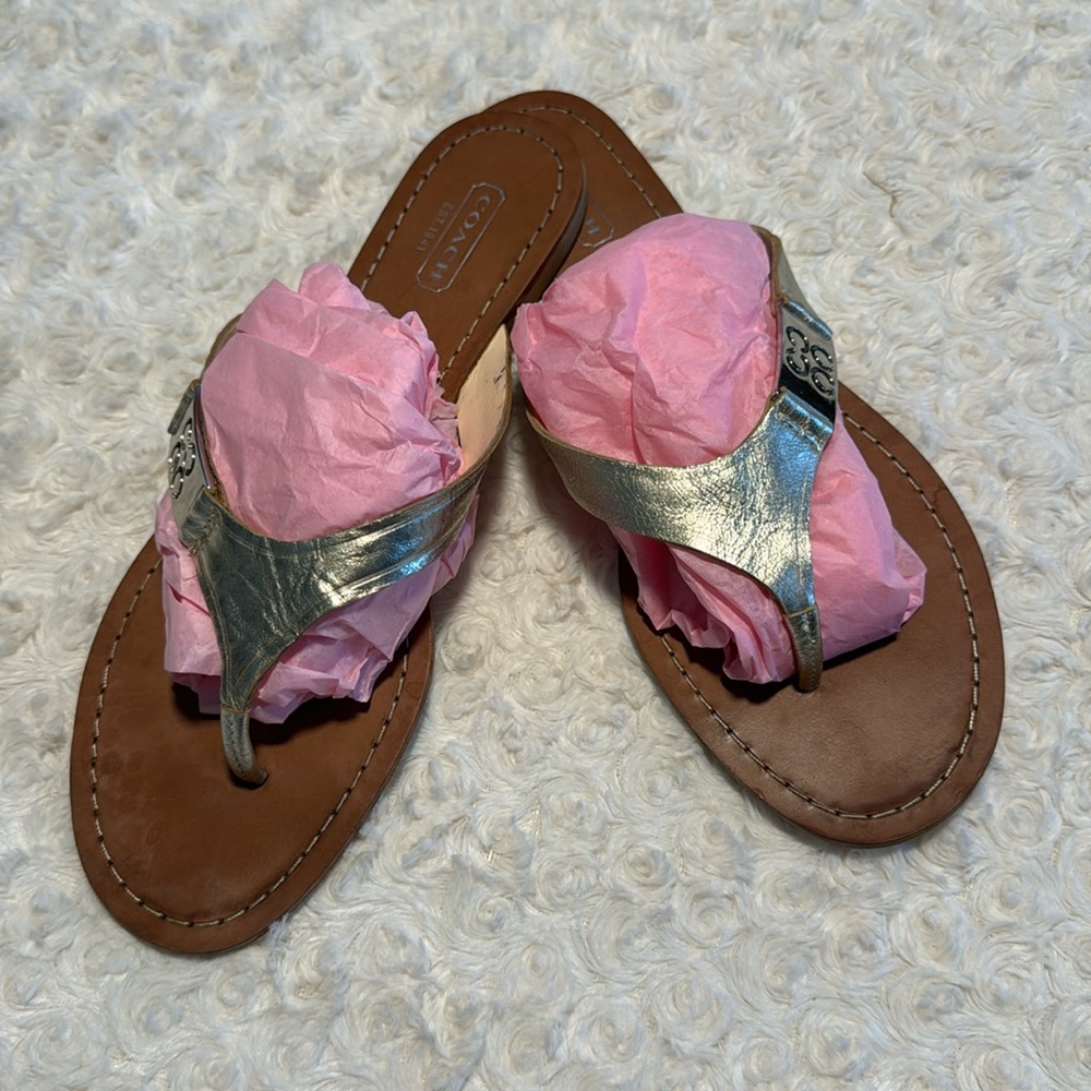 COACH gold sandals